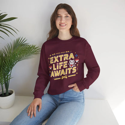 Extra Life Await Vintage Retro Video Game Ultra Cotton Crewneck Sweatshirt - Billien