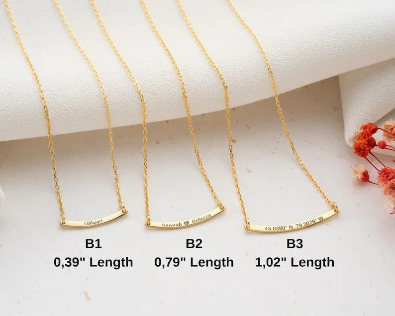 Customized Curved Bar Name Necklace - Billien