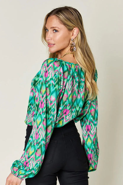 Printed Balloon Sleeve Blouse - Billien