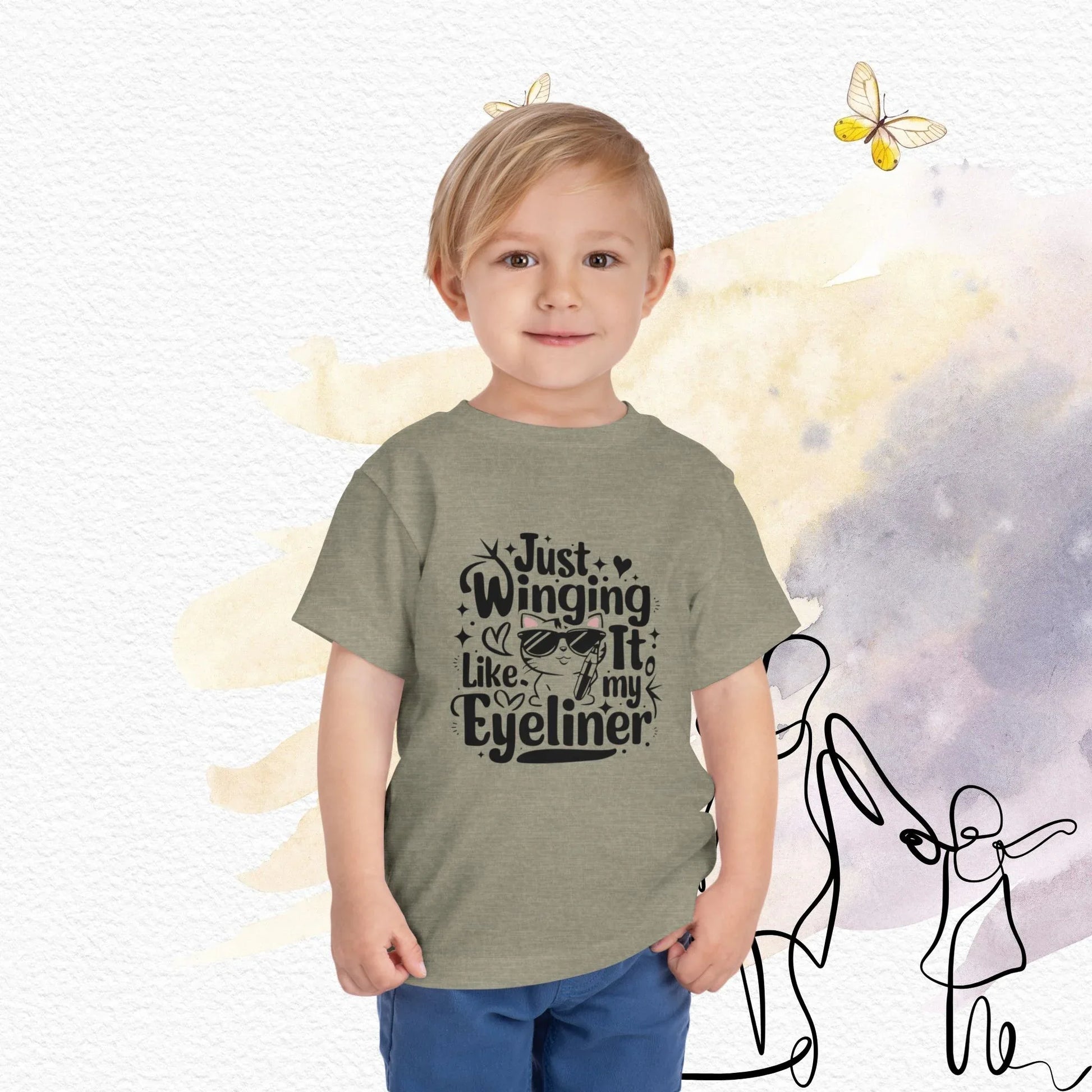 Just Winging it Like My Eyeliner Toddler Cotton T-Shirts - Billien