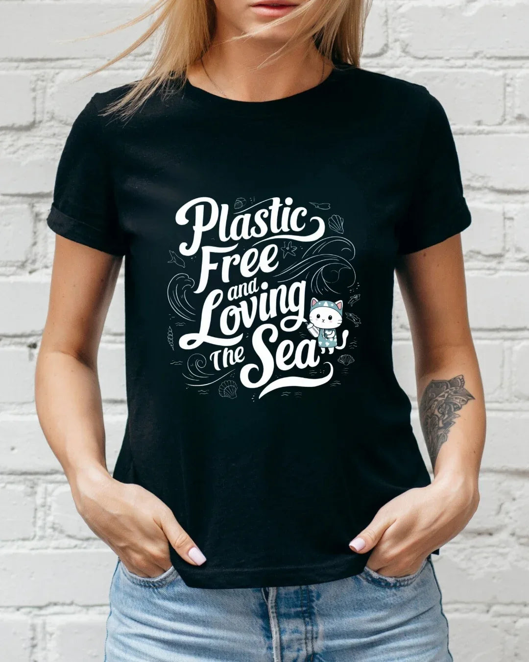 Plastic Free & Loving Sea Cotton T-Shirt - Billien