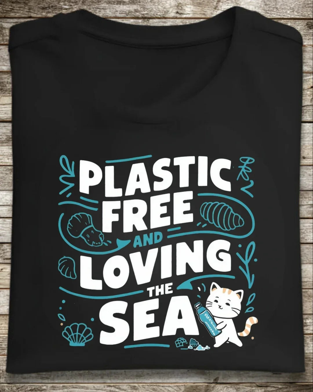 Plastic Free & Loving Sea Environmental Cotton T-Shirt - Billien