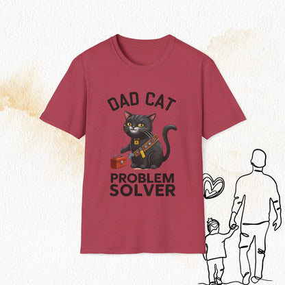 Dad Cat Problem Solver Cotton Men Tshirt - Billien