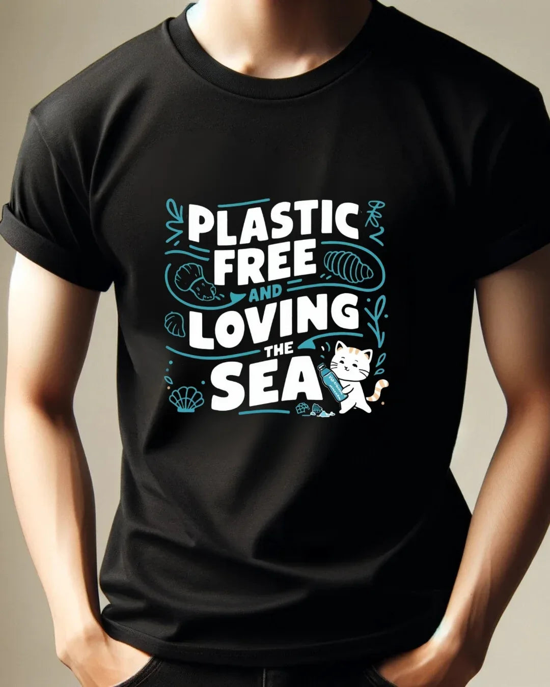 Plastic Free & Loving Sea Environmental Cotton T-Shirt - Billien