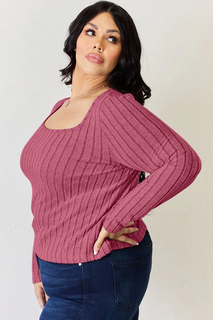 Basic Bae Full Size Ribbed Long Sleeve T-Shirt - Billien