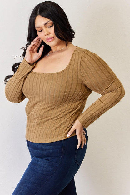 Basic Bae Full Size Ribbed Long Sleeve T-Shirt - Billien