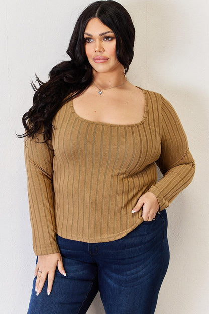 Basic Bae Full Size Ribbed Long Sleeve T-Shirt - Billien
