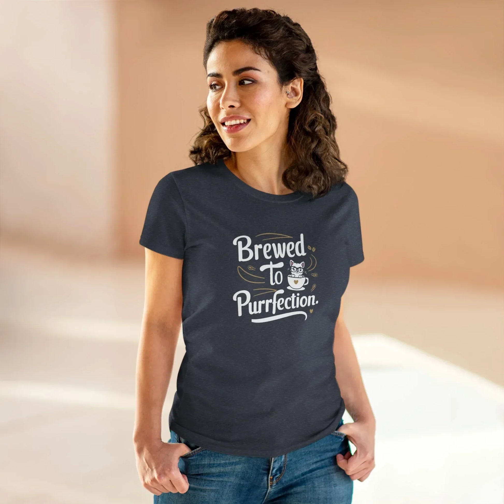 Brewed To Purrfection Coffee Lover Women T-Shirt - Billien