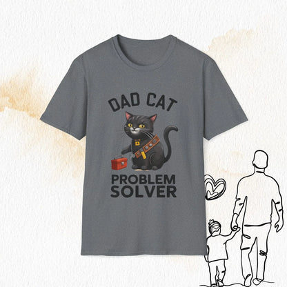 Dad Cat Problem Solver Cotton Men Tshirt - Billien