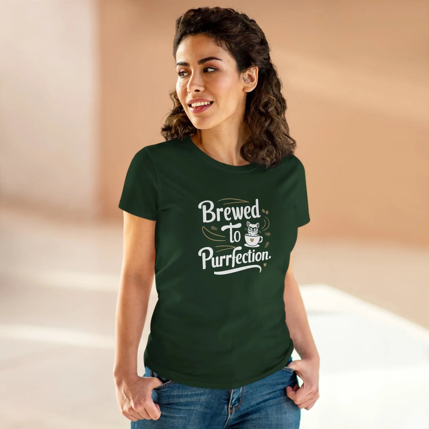 Brewed To Purrfection Coffee Lover Women T-Shirt - Billien