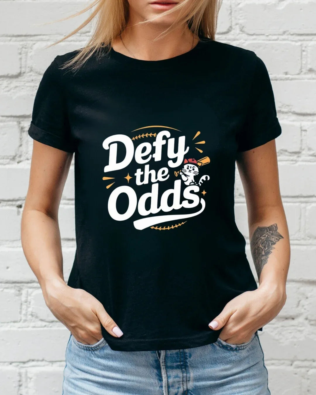 Defy The Odds Baseball Crew Neck Tee - Billien