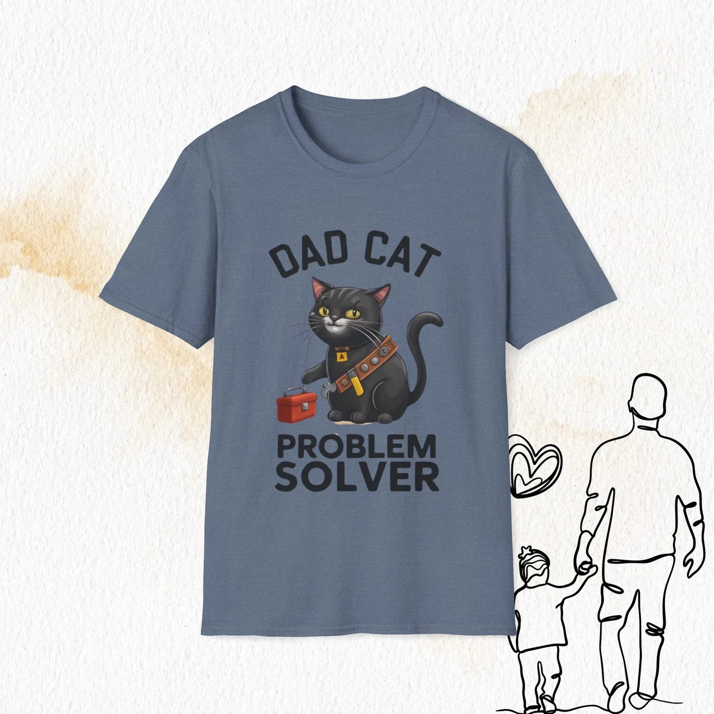 Dad Cat Problem Solver Cotton Men Tshirt - Billien