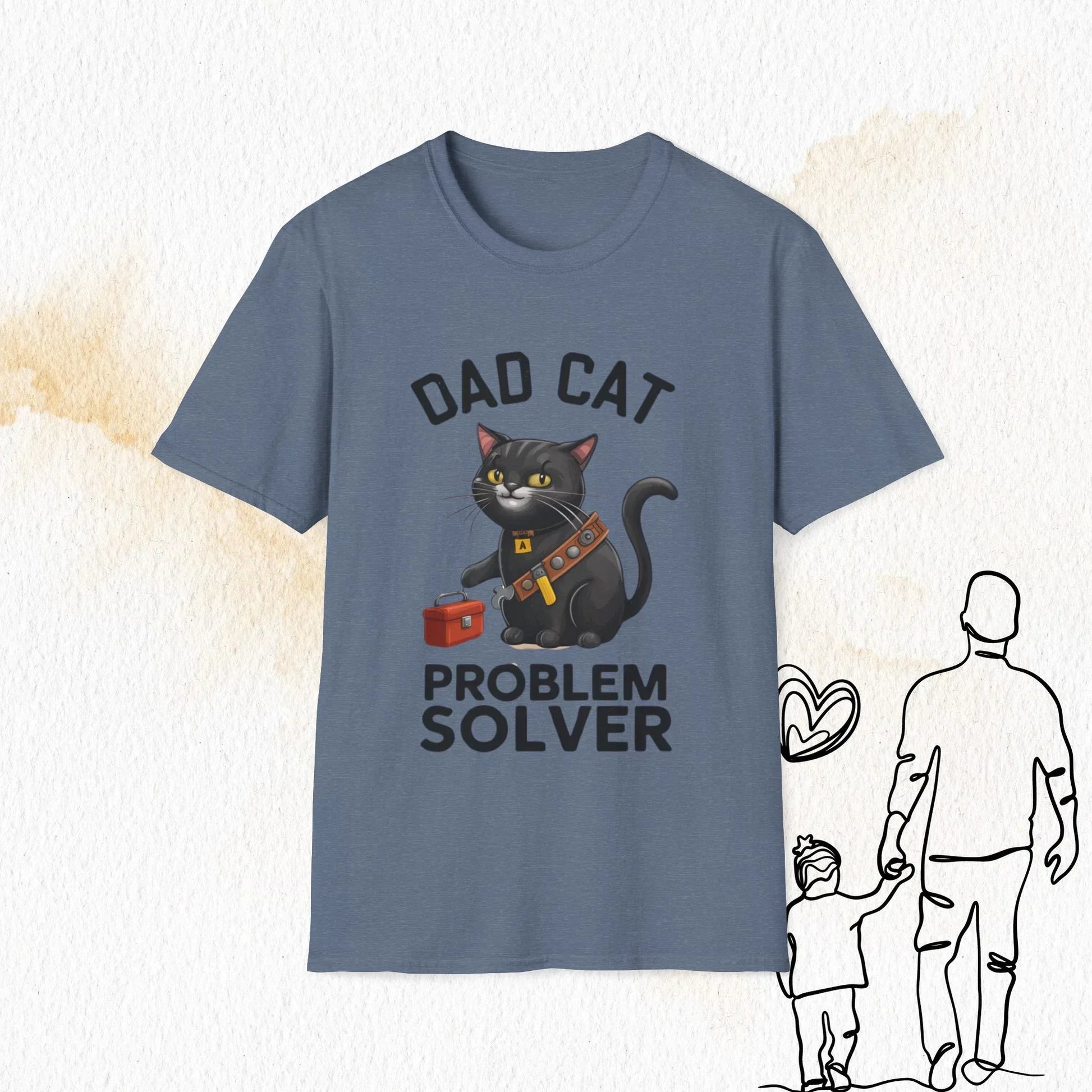 Dad Cat Problem Solver Cotton Men Tshirt - Billien
