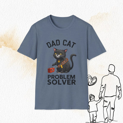 Dad Cat Problem Solver Cotton Men Tshirt - Billien