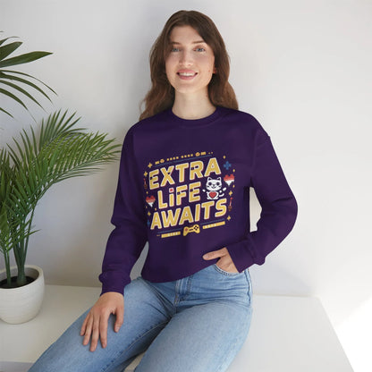 Extra Life Await Vintage Retro Video Game Ultra Cotton Crewneck Sweatshirt - Billien