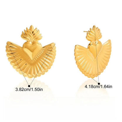 18K gold heart-shaped titanium steel stud earrings - Billien