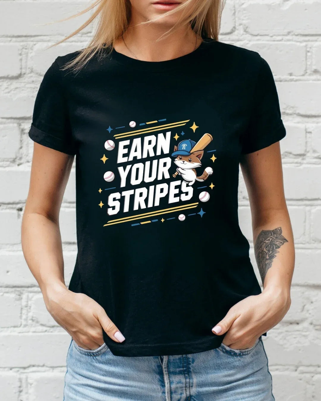 Earn Your Stripe Baseball Crew Neck Tee - Billien