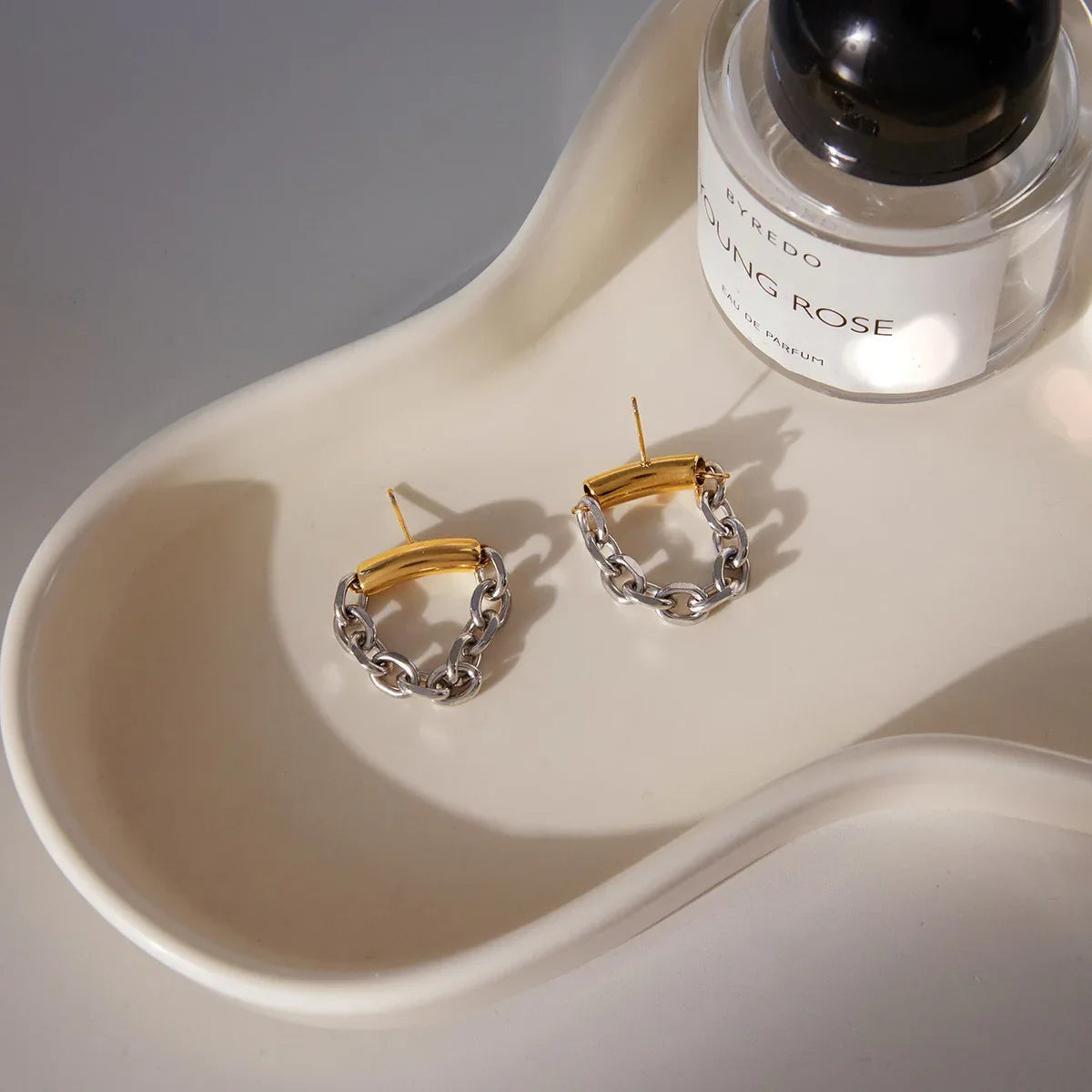 18K gold and S925 silver two-tone tassel ear cuff earring - Billien