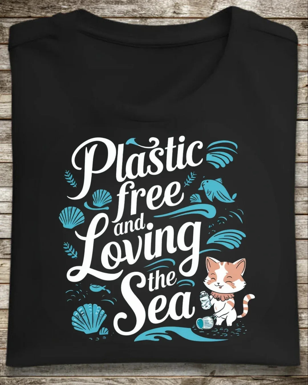 Plastics Free & Loving Sea Environmental Unisex Cotton Tee - Billien
