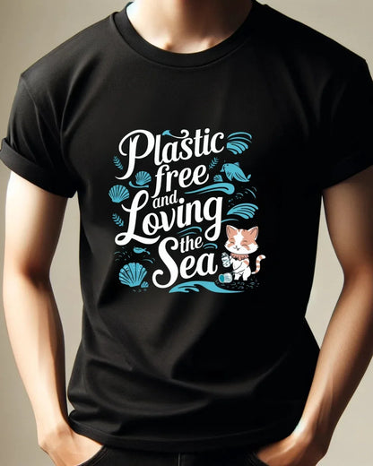 Plastics Free & Loving Sea Environmental Unisex Cotton Tee - Billien