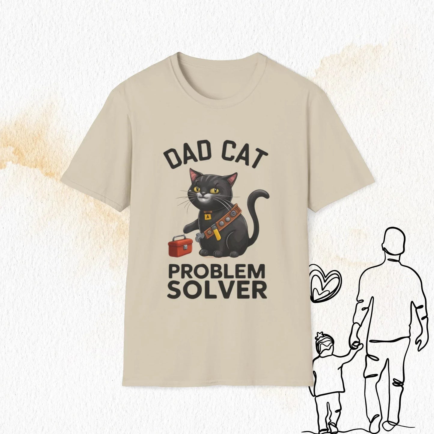 Dad Cat Problem Solver Cotton Men Tshirt - Billien