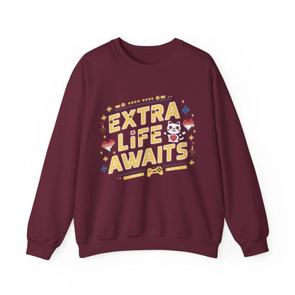 Extra Life Await Vintage Retro Video Game Ultra Cotton Crewneck Sweatshirt - Billien