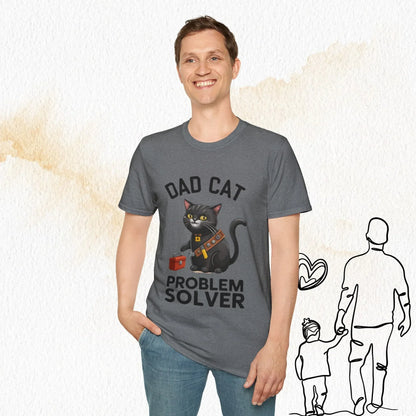 Dad Cat Problem Solver Cotton Men Tshirt - Billien