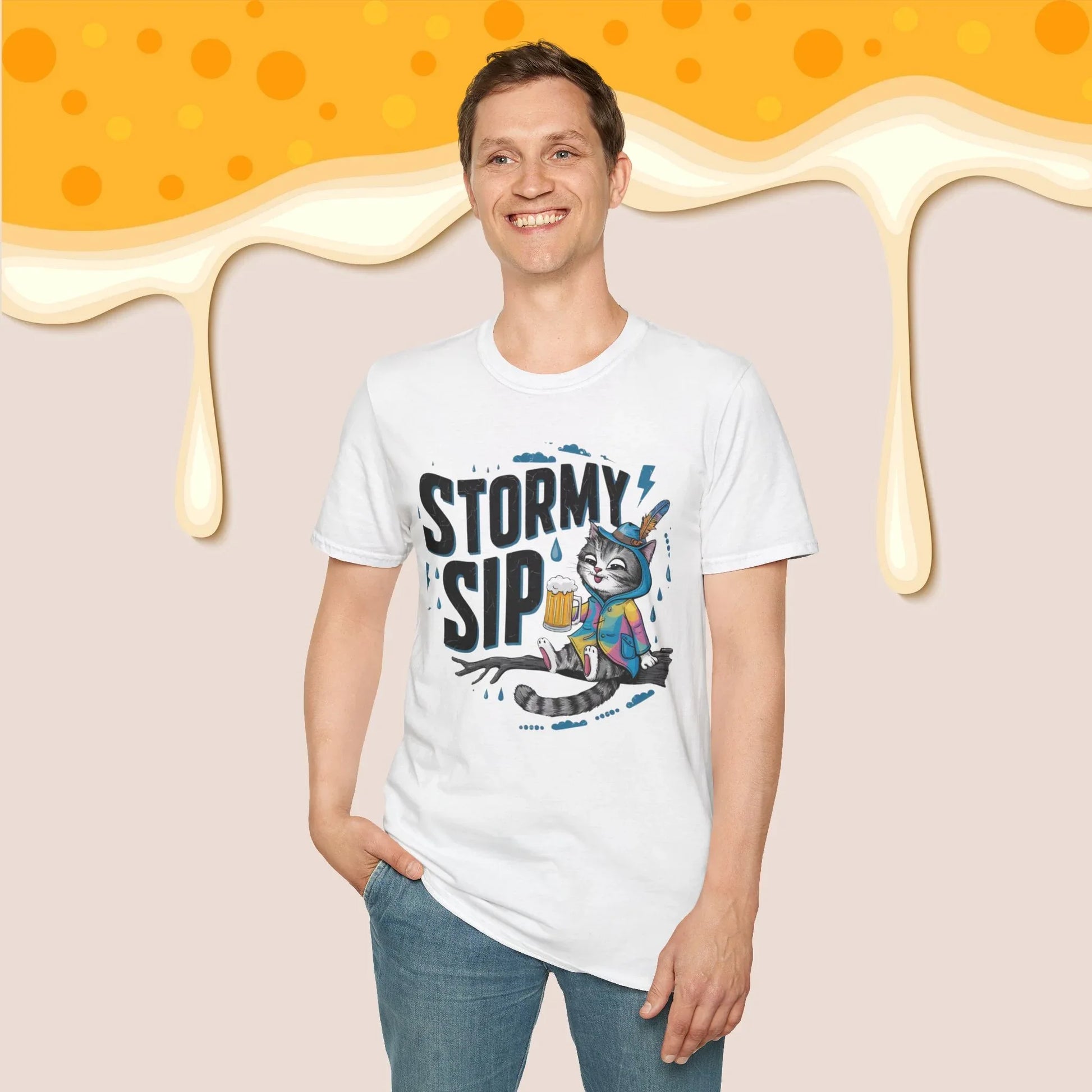 Stormy Sip Cotton Men Tshirt - Billien
