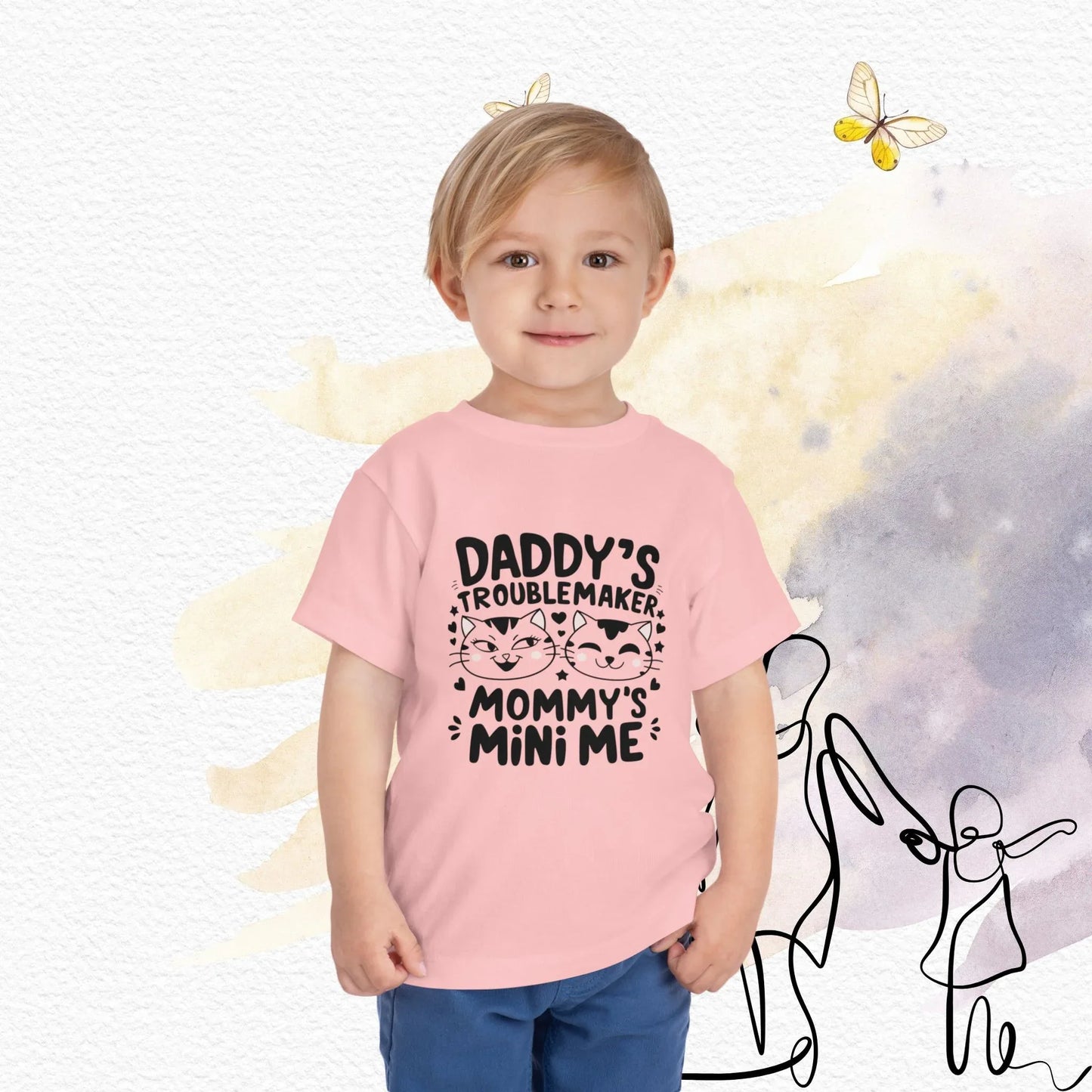 Daddy Little Troublemaker Toddler Cotton T-Shirts - Billien