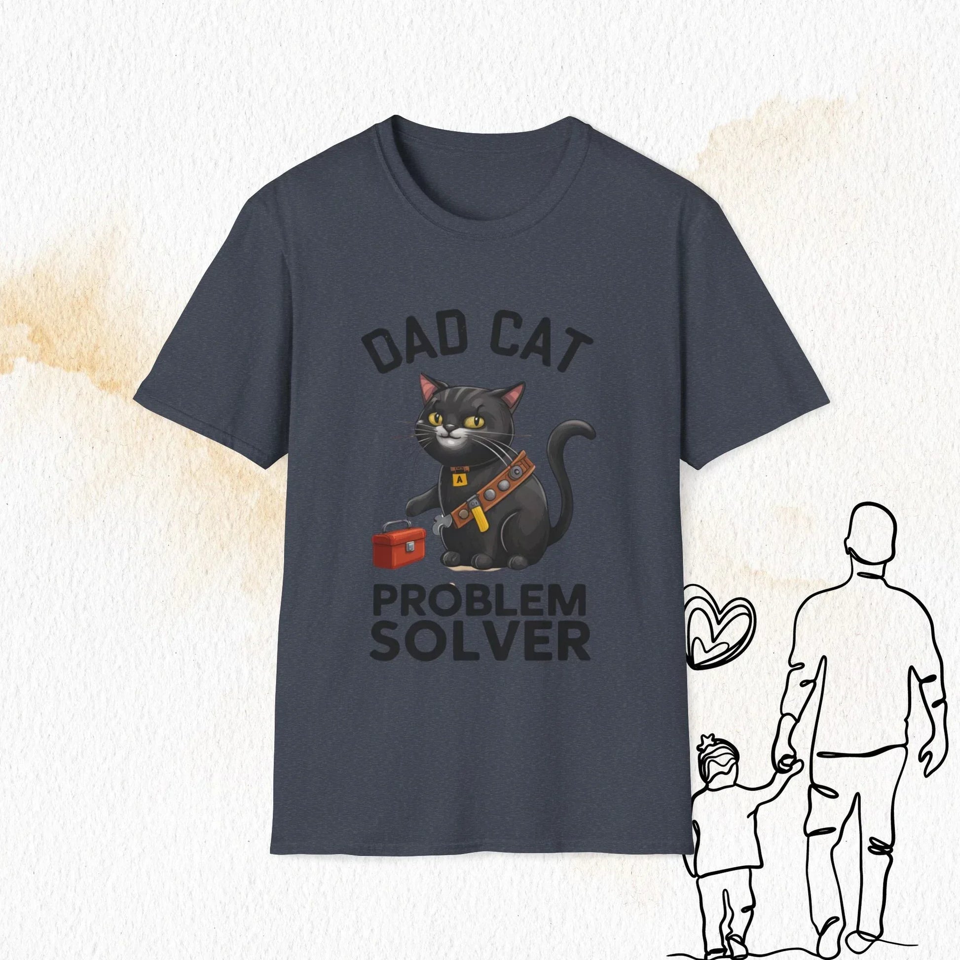 Dad Cat Problem Solver Cotton Men Tshirt - Billien