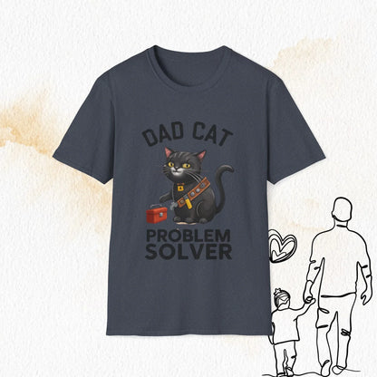 Dad Cat Problem Solver Cotton Men Tshirt - Billien