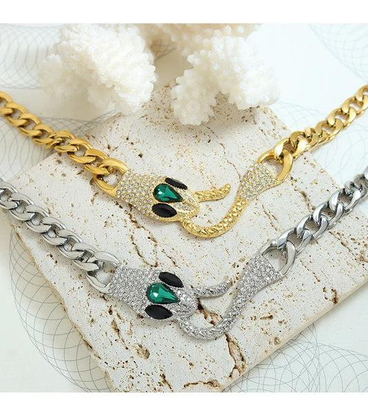 18K Gold Fashion Exquisite Snake Head Design Versatile Necklace - Billien