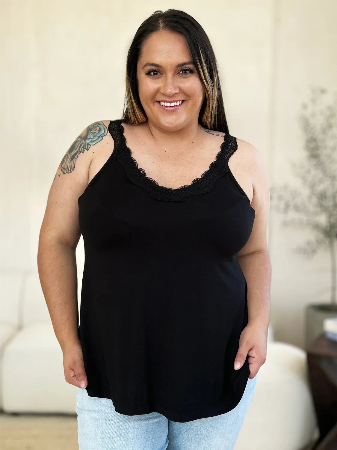 Lace Detail V-Neck Cutout Cami - Billien