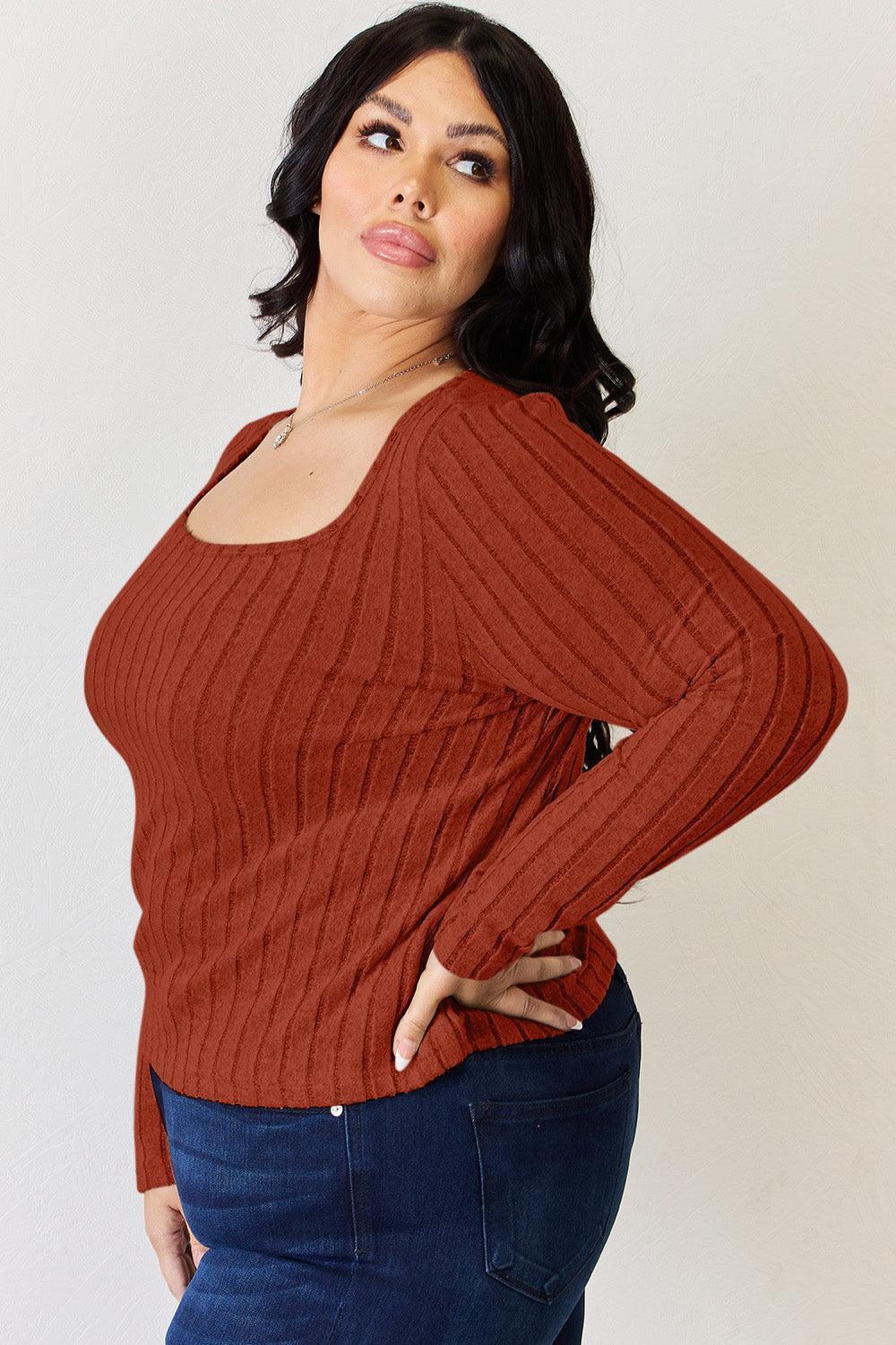 Basic Bae Full Size Ribbed Long Sleeve T-Shirt - Billien