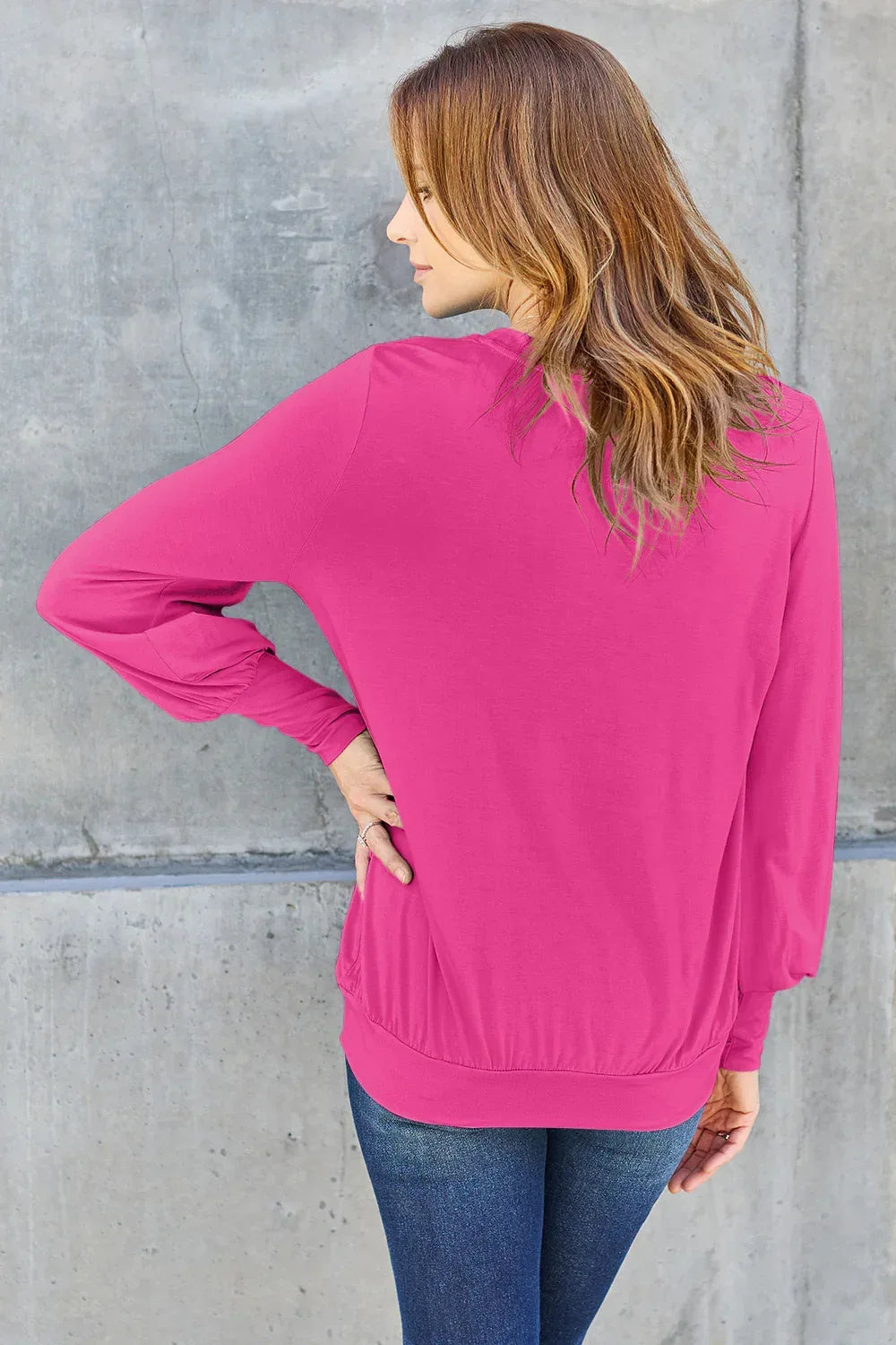 Full Size V-Neck Lantern Sleeve Top - Billien