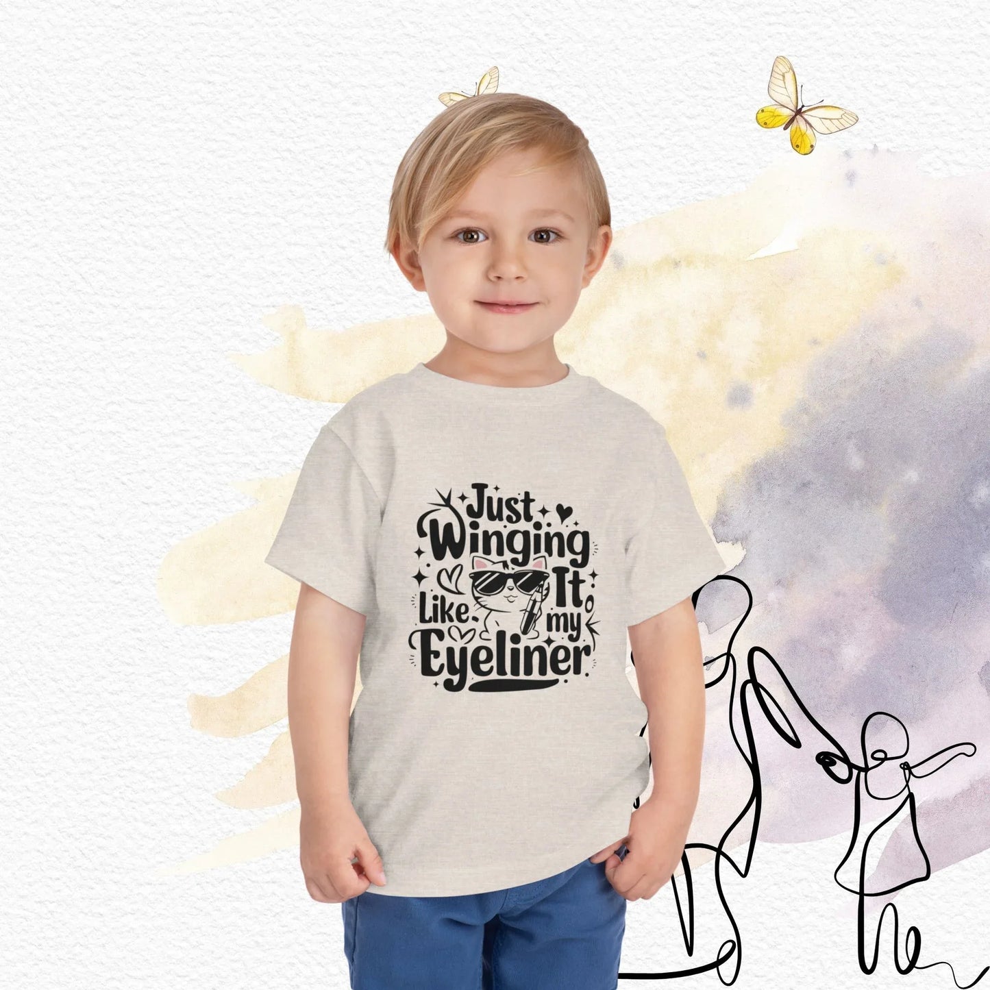 Just Winging it Like My Eyeliner Toddler Cotton T-Shirts - Billien