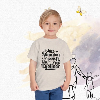 Just Winging it Like My Eyeliner Toddler Cotton T-Shirts - Billien