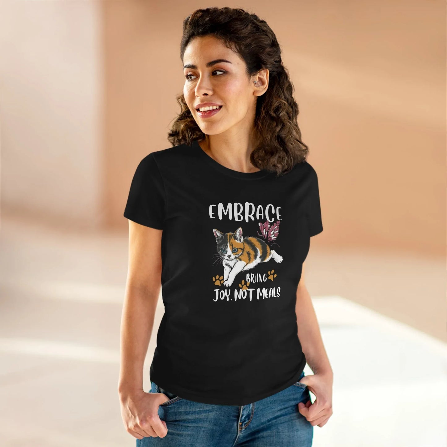 Embrace Bring Joy Not Meal Women Cotton Tshirt - Billien