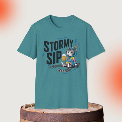 Stormy Sip Cotton Men Tshirt - Billien