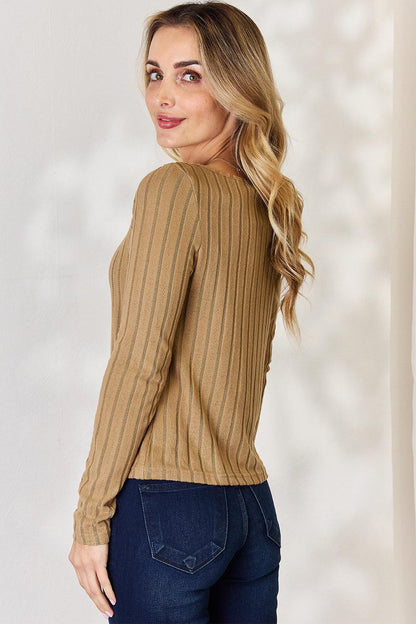 Basic Bae Full Size Ribbed Long Sleeve T-Shirt - Billien