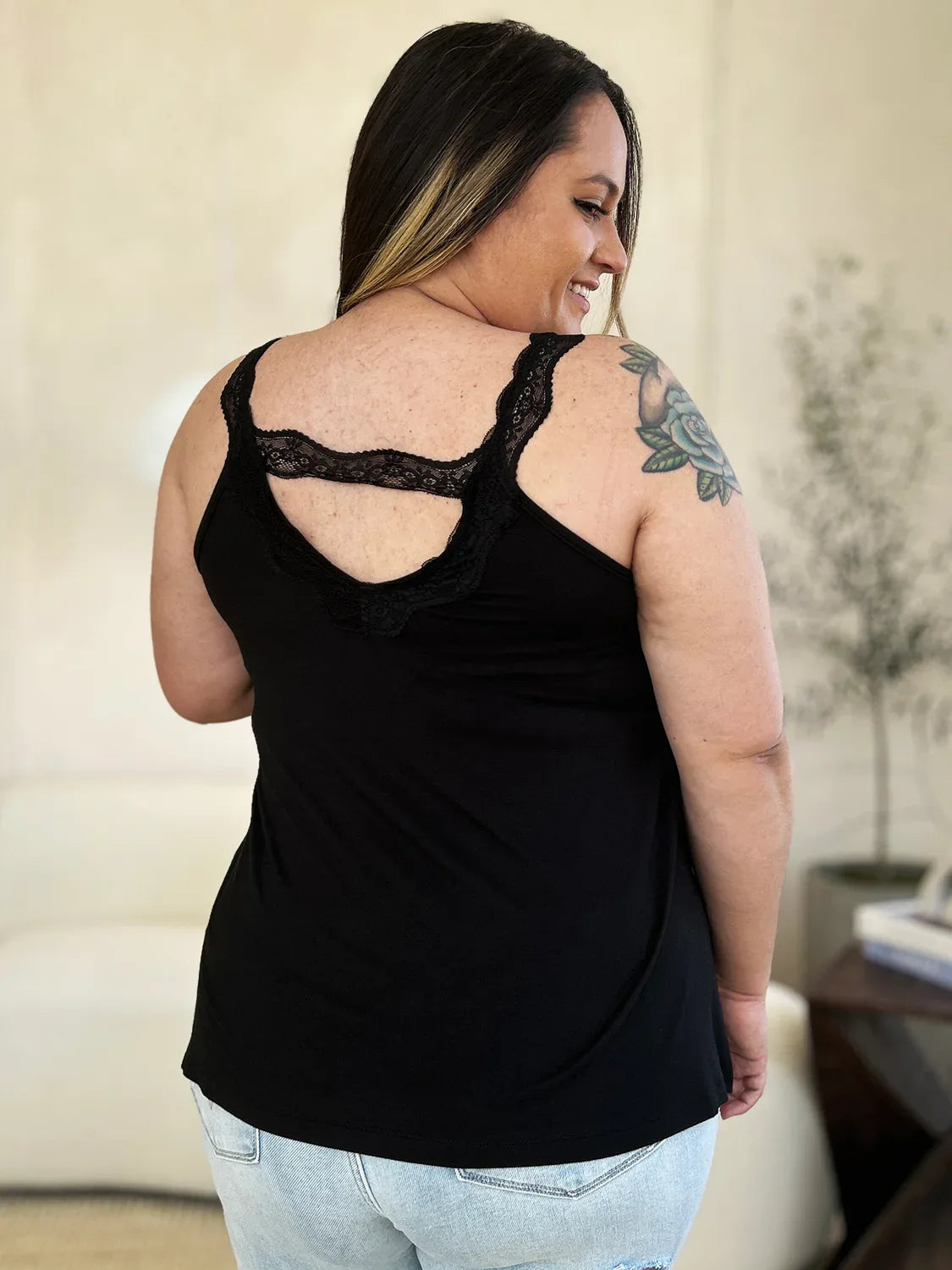 Lace Detail V-Neck Cutout Cami - Billien