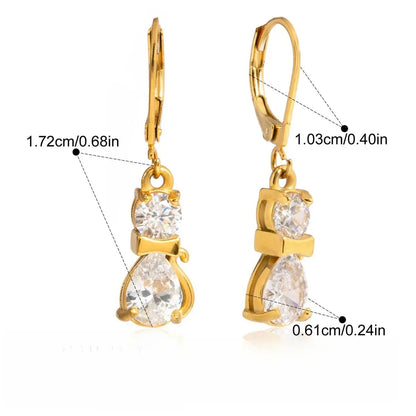18K gold plated, lightweight and luxurious cat-shaped earrings with zircon stones. - Billien