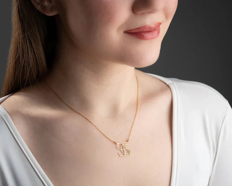 Customized Intertwined Initial Name Necklace - Billien