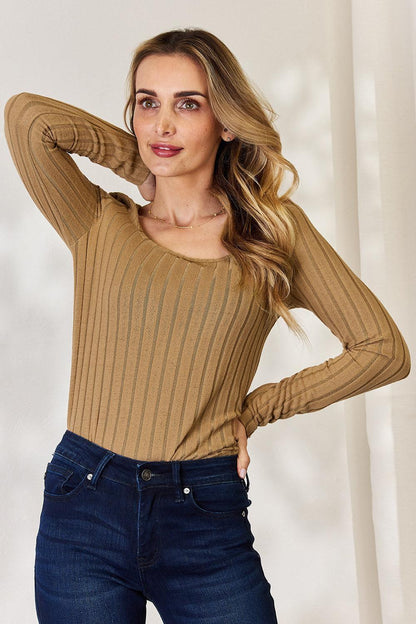 Basic Bae Full Size Ribbed Long Sleeve T-Shirt - Billien