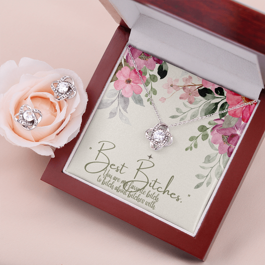 Best Gift For Friend . Love Knot Necklace & Earring Set