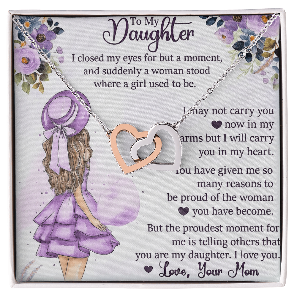 Best Gift For Daughter from Mom. Interlocking Hearts Necklace