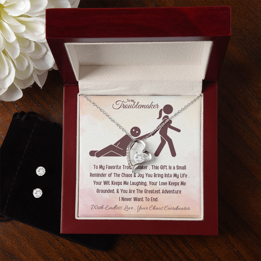 Best Gift For Wife. Forever Love Necklace & Earring Set