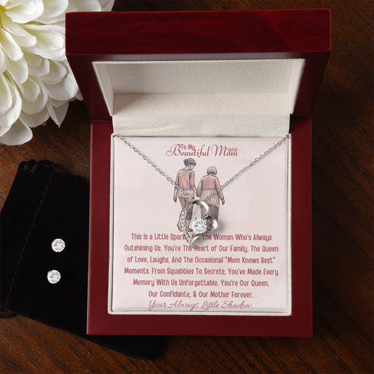 Best Gift From Daughter To Mother. Forever Love Necklace & Earring Set