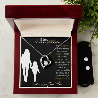 Best Gift For Daughter. Forever Love Necklace & Earring Set