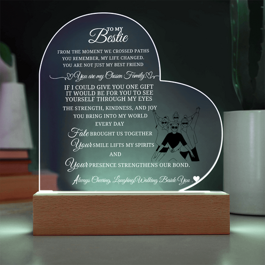 Best Gift For Bestie . Acrylic Heart Plaque With Led Light Base